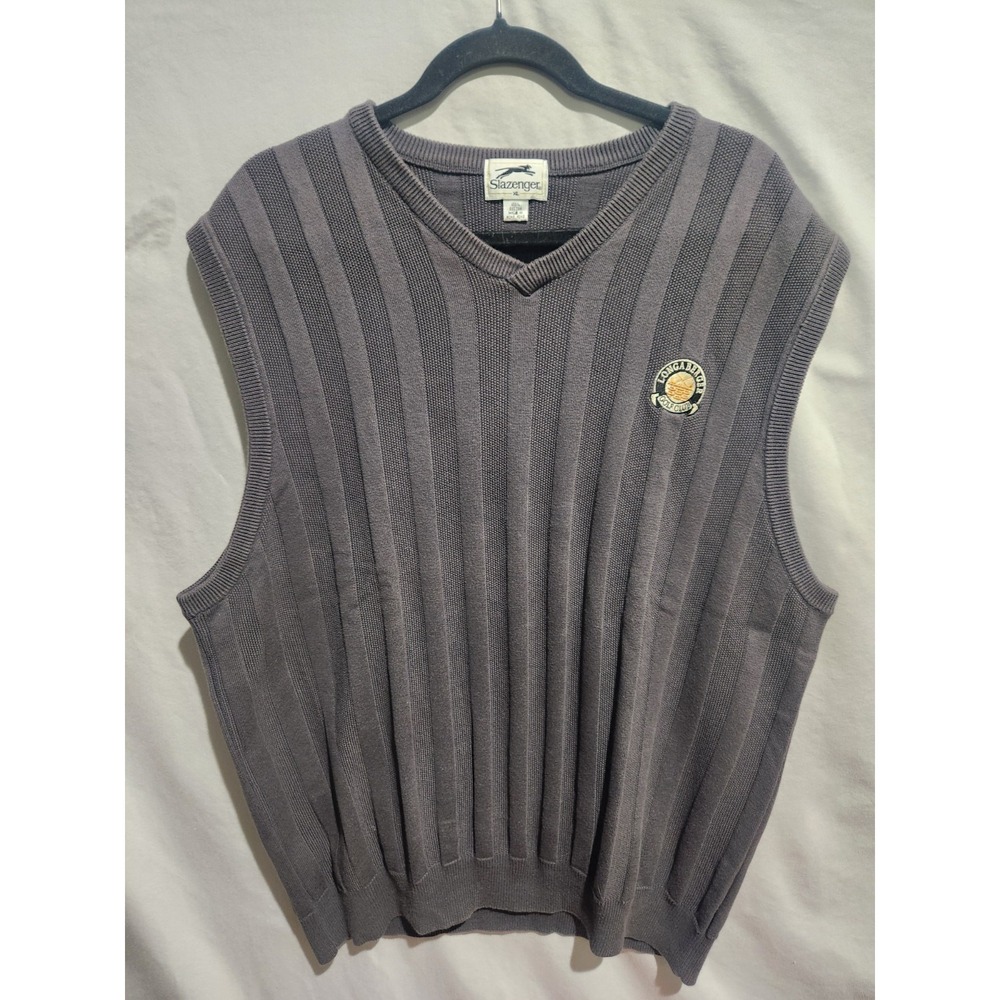 Longaberger Golf Club Embroidered Slazenger Preppy Pullover Charcoal Vest XL